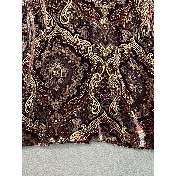 VTG Velvet Blazer XL 90s Y2K Boho Paisley Jacket Gold Burgundy Rayon Silk USA - Picture 13 of 16